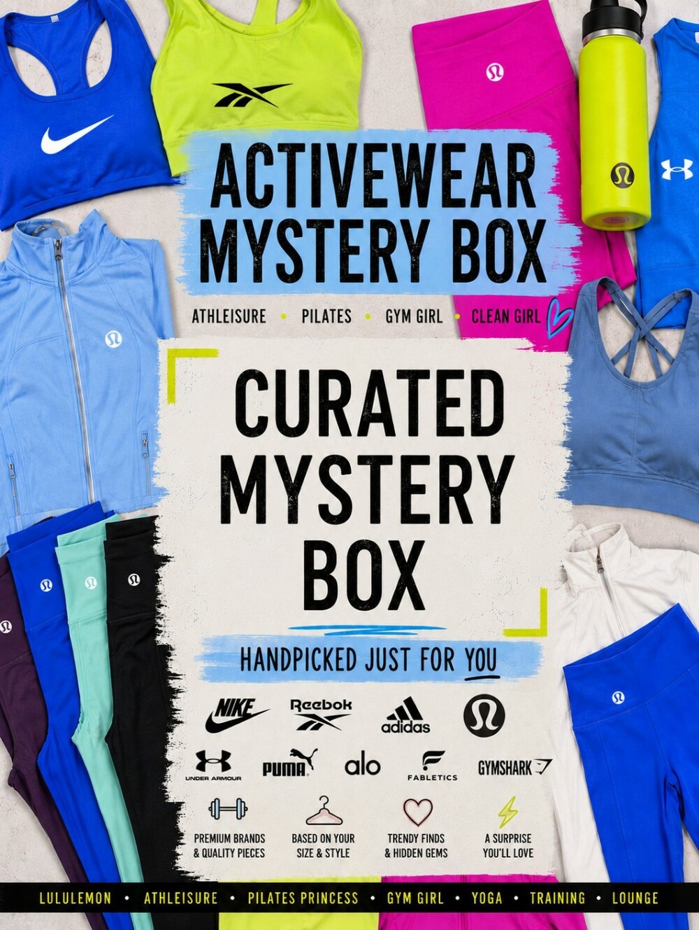 Activewear Mystery Box | 3 Pieces | Small / Med | Lululemon Nike Reebok & More!